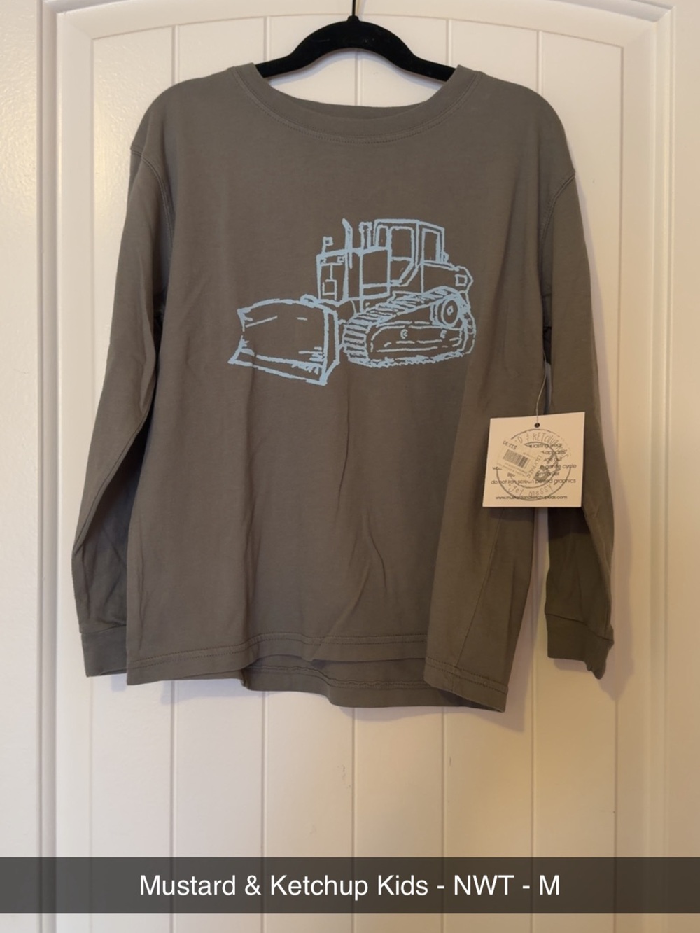 Mustard & Ketchup Grey Long-Sleeve Bulldozer Tee
